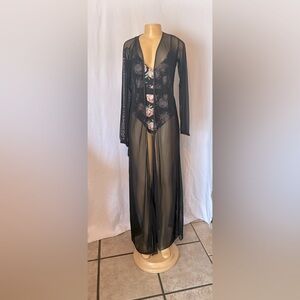 Black Sheer Belted Swimsuit Coverup or Robe